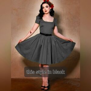 Pinup Couture Lara Dress in Black Cotton Sateen Laura Byrnes Design, Sz 2X NWT
